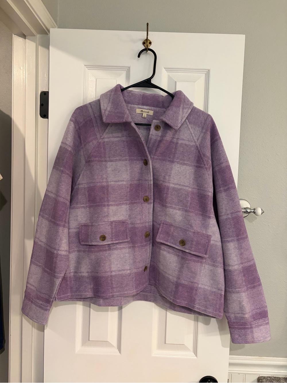 Madewell Brushed Plaid Shacket Lavender Ombre Medium
